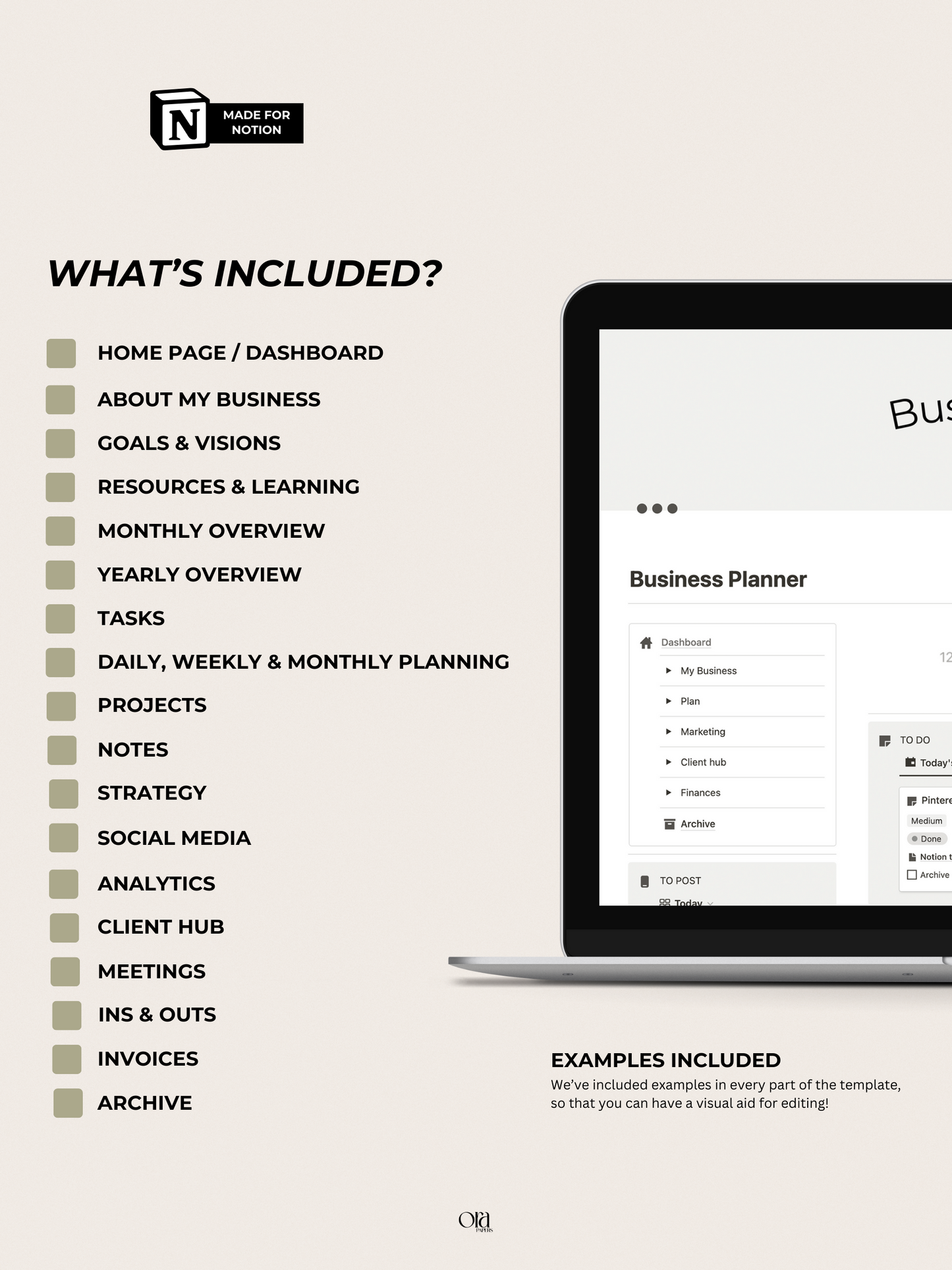 BUSINESS PLANNER | TEMPLATE MADE FOR NOTION